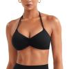 imageYEOREO Halter Sports Bras for Women Adjustable Strappy Open Back Impact Removable Pads Deep V Bra Workout Gym Yoga Crop TopBlack