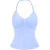 imageYEOREO SoftHue Impact Longline Strappy Top Womens Halter Workout Tank Tops Backless Gym Longline with Adjustable StrapBaby Blue