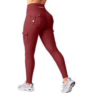 imageYEOREO CoreFlex Workout Cargo Leggings with Pockets for Women Hidden Scrunch Butt Lifting Leggings Gym Yoga PantsAnchor Red