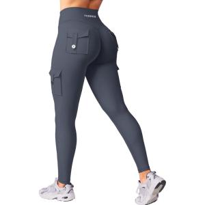 imageYEOREO CoreFlex Workout Cargo Leggings with Pockets for Women Hidden Scrunch Butt Lifting Leggings Gym Yoga PantsCoal Blue