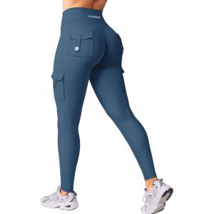 imageYEOREO CoreFlex Workout Cargo Leggings with Pockets for Women Hidden Scrunch Butt Lifting Leggings Gym Yoga PantsDark Blue
