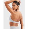 imageYEOREO Halter Sports Bras for Women Low Impact Removable Padded Adjustable Deep V Bra Seamless Workout Gym Crop TopsBeige Light Grey