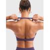 imageYEOREO Halter Sports Bras for Women Low Impact Removable Padded Adjustable Deep V Bra Seamless Workout Gym Crop TopsPurple