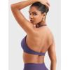 imageYEOREO Halter Sports Bras for Women Low Impact Removable Padded Adjustable Deep V Bra Seamless Workout Gym Crop TopsPurple