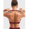 imageYEOREO Halter Sports Bras for Women Low Impact Removable Padded Adjustable Deep V Bra Seamless Workout Gym Crop TopsScarlett Red