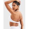 imageYEOREO Halter Sports Bras for Women Low Impact Removable Padded Adjustable Deep V Bra Seamless Workout Gym Crop TopsWhite