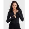 imageYEOREO SoftHue Womens Athletic Jacket Cropped Long Sleeve Workout Top Zip Up Gym Compression Shirts with Thumb HolesBlack