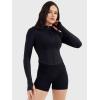 imageYEOREO SoftHue Womens Athletic Jacket Cropped Long Sleeve Workout Top Zip Up Gym Compression Shirts with Thumb HolesBlack