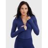 imageYEOREO SoftHue Womens Athletic Jacket Cropped Long Sleeve Workout Top Zip Up Gym Compression Shirts with Thumb HolesNavy