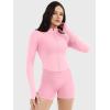 imageYEOREO SoftHue Womens Athletic Jacket Cropped Long Sleeve Workout Top Zip Up Gym Compression Shirts with Thumb HolesPink