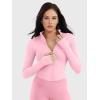 imageYEOREO SoftHue Womens Athletic Jacket Cropped Long Sleeve Workout Top Zip Up Gym Compression Shirts with Thumb HolesPink