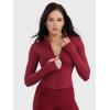 imageYEOREO SoftHue Womens Athletic Jacket Cropped Long Sleeve Workout Top Zip Up Gym Compression Shirts with Thumb HolesScarlett Red
