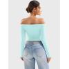 imageYEOREO Sophie Women Off Shoulder Long Sleeve Shirts Double Lined Basic Undershirt Y2K Going Out TopsFrost Blue