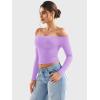 imageYEOREO Sophie Women Off Shoulder Long Sleeve Shirts Double Lined Basic Undershirt Y2K Going Out TopsLilac
