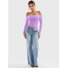 imageYEOREO Sophie Women Off Shoulder Long Sleeve Shirts Double Lined Basic Undershirt Y2K Going Out TopsLilac