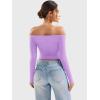 imageYEOREO Sophie Women Off Shoulder Long Sleeve Shirts Double Lined Basic Undershirt Y2K Going Out TopsLilac