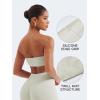 imageYEOREO Strapless Bandeau Sports Bra for Workout Seamless Tube Top Gym Padded Wireless BraBeige
