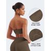 imageYEOREO Strapless Bandeau Sports Bra for Workout Seamless Tube Top Gym Padded Wireless BraCoffee