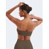 imageYEOREO Strapless Bandeau Sports Bra for Workout Seamless Tube Top Gym Padded Wireless BraCoffee