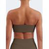 imageYEOREO Strapless Bandeau Sports Bra for Workout Seamless Tube Top Gym Padded Wireless BraCoffee