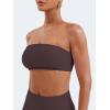 imageYEOREO Strapless Bandeau Sports Bra for Workout Seamless Tube Top Gym Padded Wireless BraDark Brown