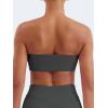 imageYEOREO Strapless Bandeau Sports Bra for Workout Seamless Tube Top Gym Padded Wireless BraDark Grey