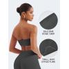imageYEOREO Strapless Bandeau Sports Bra for Workout Seamless Tube Top Gym Padded Wireless BraDark Grey