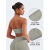 imageYEOREO Strapless Bandeau Sports Bra for Workout Seamless Tube Top Gym Padded Wireless BraGrey