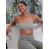 imageYEOREO Strapless Bandeau Sports Bra for Workout Seamless Tube Top Gym Padded Wireless BraGrey