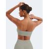 imageYEOREO Strapless Bandeau Sports Bra for Workout Seamless Tube Top Gym Padded Wireless BraGrey
