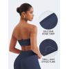 imageYEOREO Strapless Bandeau Sports Bra for Workout Seamless Tube Top Gym Padded Wireless BraNavy