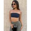 imageYEOREO Strapless Bandeau Sports Bra for Workout Seamless Tube Top Gym Padded Wireless BraNavy