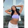 imageYEOREO Strapless Bandeau Sports Bra for Workout Seamless Tube Top Gym Padded Wireless BraPurple