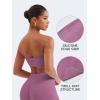imageYEOREO Strapless Bandeau Sports Bra for Workout Seamless Tube Top Gym Padded Wireless BraRose Pink
