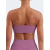 imageYEOREO Strapless Bandeau Sports Bra for Workout Seamless Tube Top Gym Padded Wireless BraRose Pink