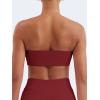 imageYEOREO Strapless Bandeau Sports Bra for Workout Seamless Tube Top Gym Padded Wireless BraScarlet