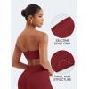 imageYEOREO Strapless Bandeau Sports Bra for Workout Seamless Tube Top Gym Padded Wireless BraScarlet