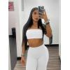imageYEOREO Strapless Bandeau Sports Bra for Workout Seamless Tube Top Gym Padded Wireless BraWhite