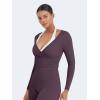 imageYEOREO Women Pilates Wrap Top Long Sleeve Tie Ballet Workout Yoga Shirt Michelie Y2K V Neck Cropped TopsBlackberry Purple
