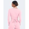 imageYEOREO Women Pilates Wrap Top Long Sleeve Tie Ballet Workout Yoga Shirt Michelie Y2K V Neck Cropped TopsPink