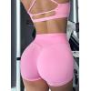 imageYEOREO Womens Biker Shorts 25quot No Front Seam Elysina High Waist Hidden Scrunch Workout Gym Yoga Running ShortsLight Pink