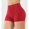 imageYEOREO Womens Biker Shorts 25quot No Front Seam Elysina High Waist Hidden Scrunch Workout Gym Yoga Running ShortsRed