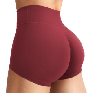 imageYEOREO Womens Biker Shorts 25quot No Front Seam Elysina High Waist Hidden Scrunch Workout Gym Yoga Running ShortsAnchor Red
