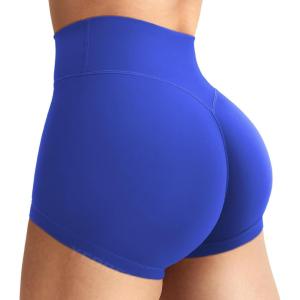 imageYEOREO Womens Biker Shorts 25quot No Front Seam Elysina High Waist Hidden Scrunch Workout Gym Yoga Running ShortsBlue