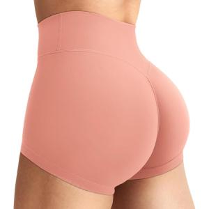 imageYEOREO Womens Biker Shorts 25quot No Front Seam Elysina High Waist Hidden Scrunch Workout Gym Yoga Running ShortsCameo Pink