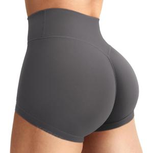 imageYEOREO Womens Biker Shorts 25quot No Front Seam Elysina High Waist Hidden Scrunch Workout Gym Yoga Running ShortsGraphite Gray