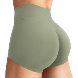 imageYEOREO Womens Biker Shorts 25quot No Front Seam Elysina High Waist Hidden Scrunch Workout Gym Yoga Running ShortsLight Green