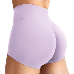 imageYEOREO Womens Biker Shorts 25quot No Front Seam Elysina High Waist Hidden Scrunch Workout Gym Yoga Running ShortsOrchid Purple