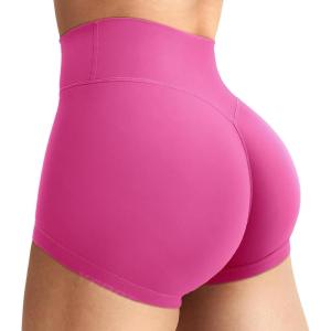 imageYEOREO Womens Biker Shorts 25quot No Front Seam Elysina High Waist Hidden Scrunch Workout Gym Yoga Running ShortsRose Pink