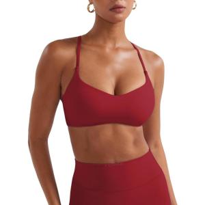 imageYEOREO Y Back Sports Bras for Women Padded Racerback Bra Paisely Light Impact Adjustable Straps Gym Workout TopsMaroon